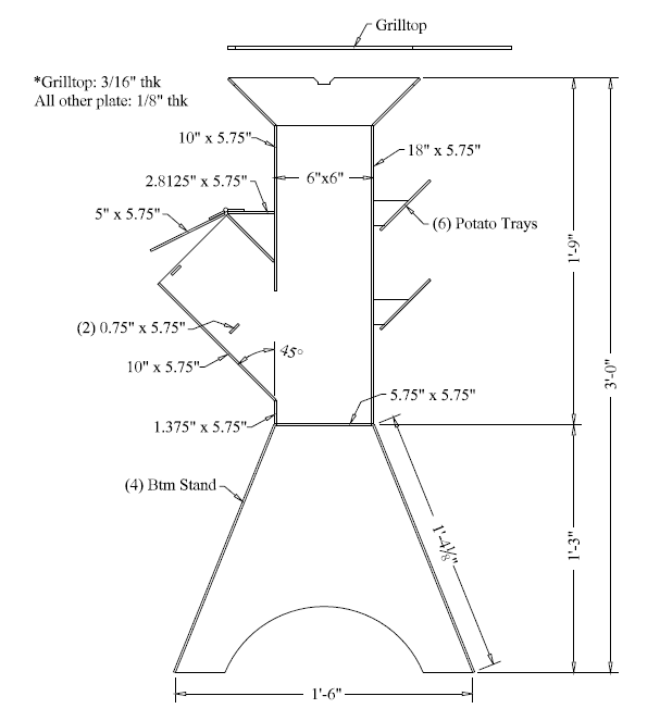 DIY Rocket Stove Vector Plan for Metal Fabrication DXF