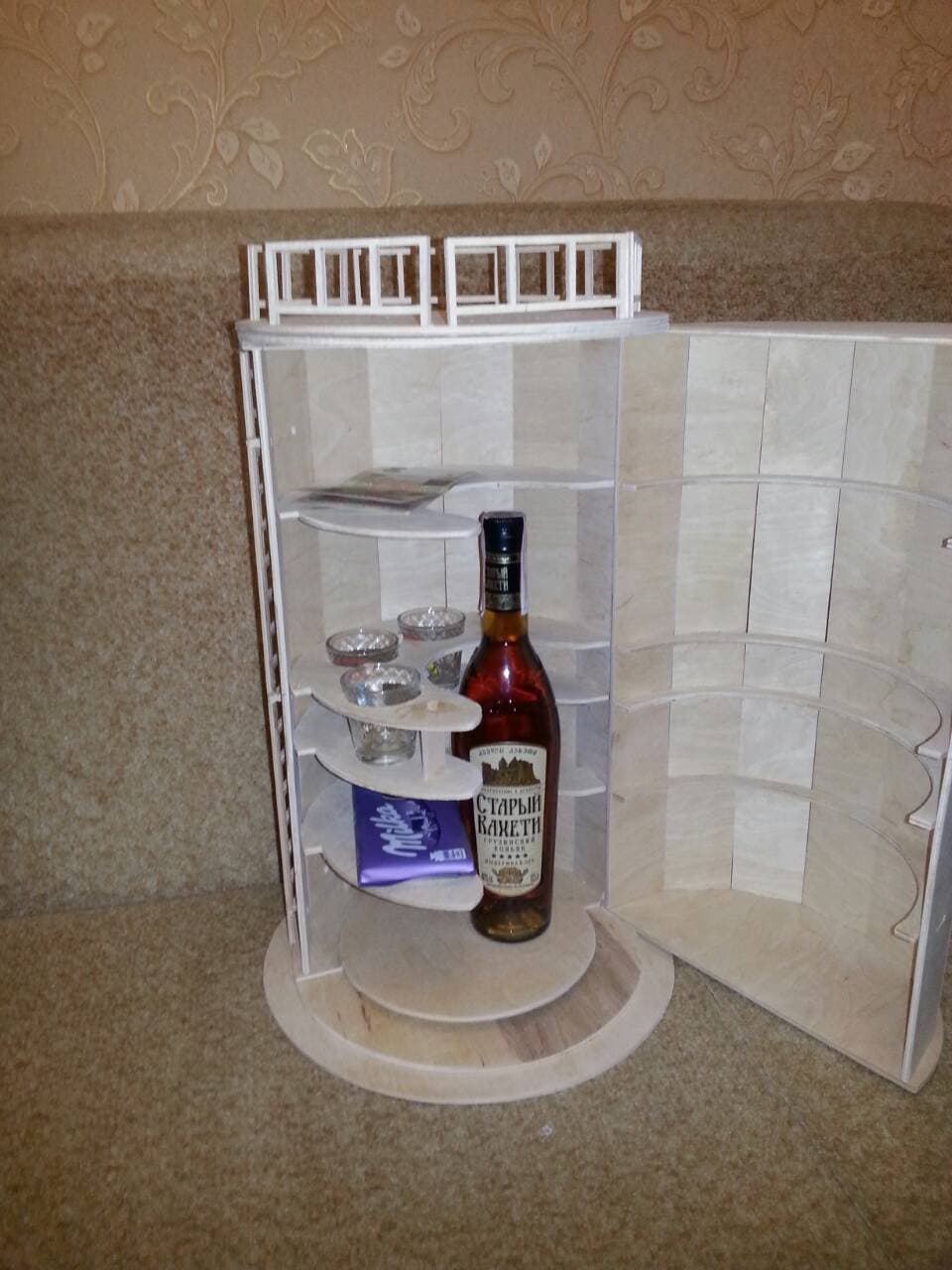DIY Rotating Wooden Mini Bar Laser Cut Vector Plan