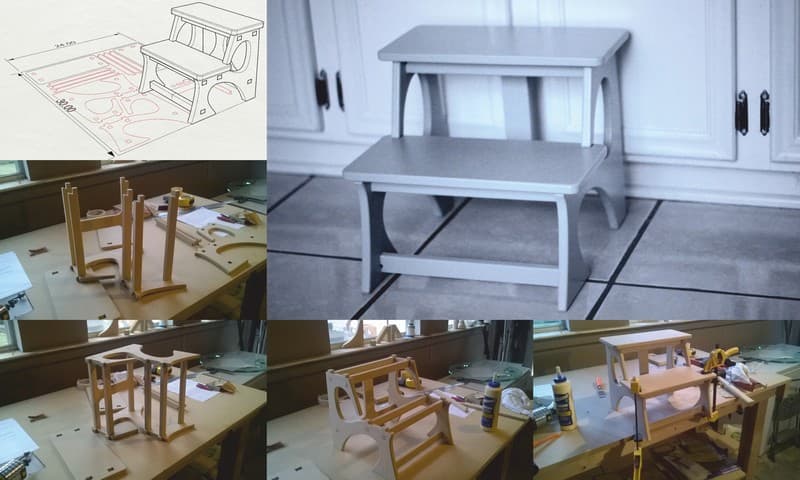 DIY Two-Step Kids Stool Vector Plan for CNC - DXF Format