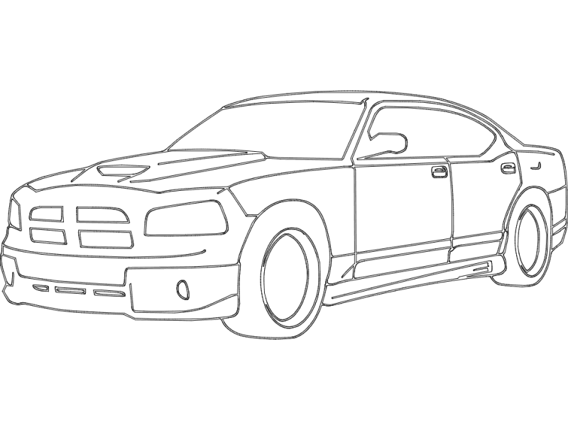 Dodge Charger Muscle Car Vector Silhouette DXF File