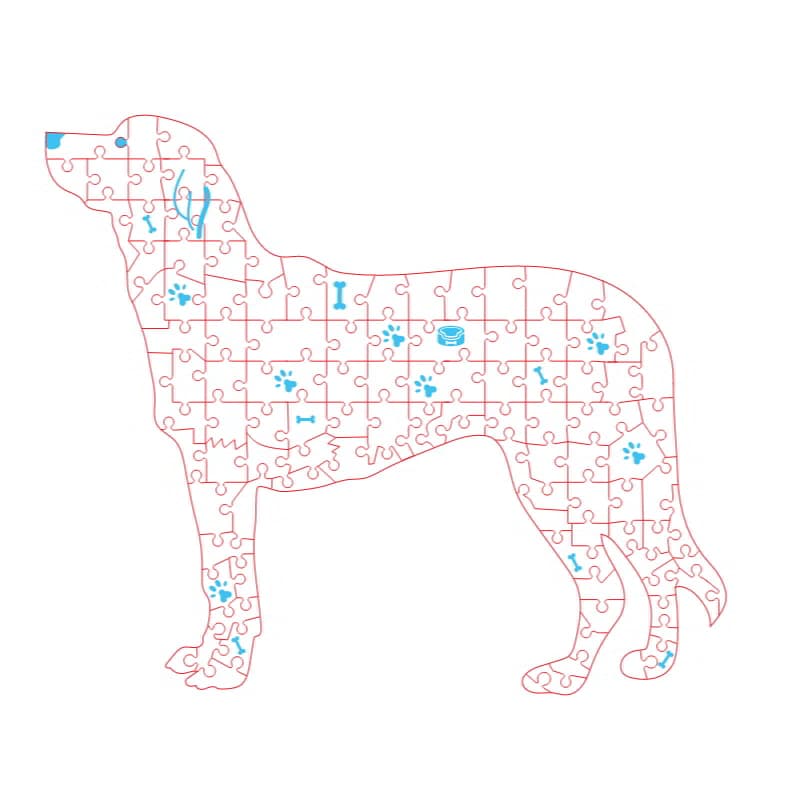 Dog Shape Jigsaw Puzzle Laser Cut Vector File