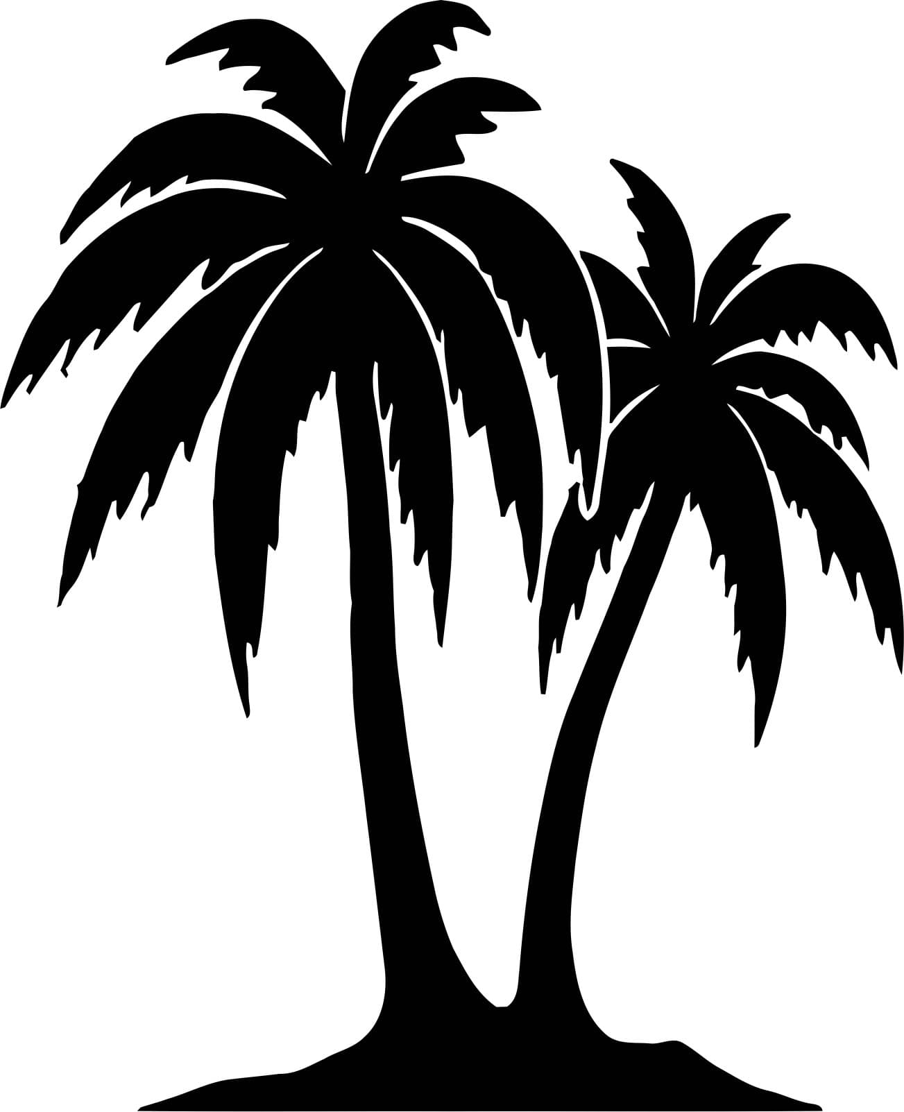 Double Palm Tree Silhouette Vector for Laser Cutting