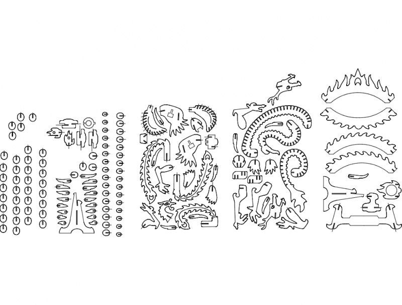 Dragon and Phoenix 3D Puzzle Laser Cut Vector DXF File