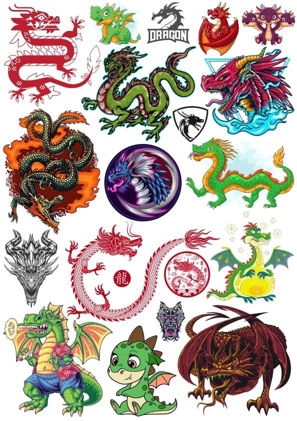 Dragon Stickers Vector Collection - Laser Ready Files