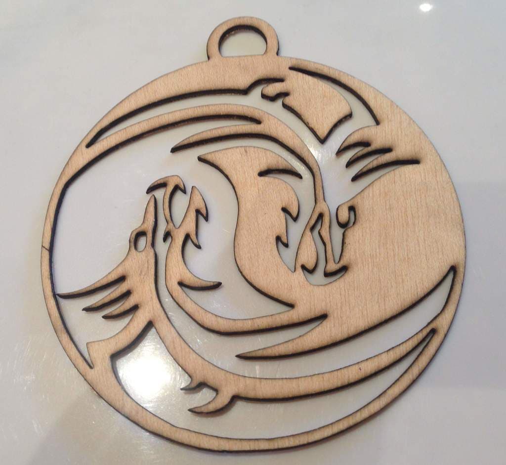 Dragon Yin Yang Pendant Vector Laser Cut File (DXF)
