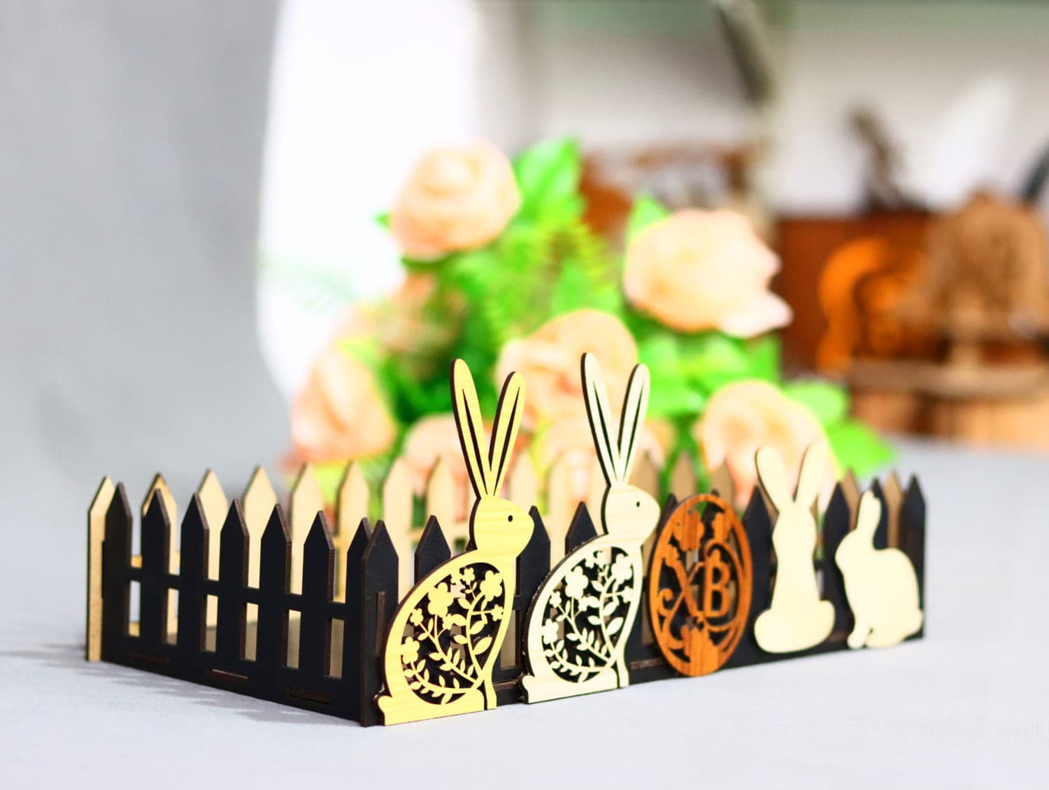 Easter Bunny Fence Basket Laser Cut Vector File
