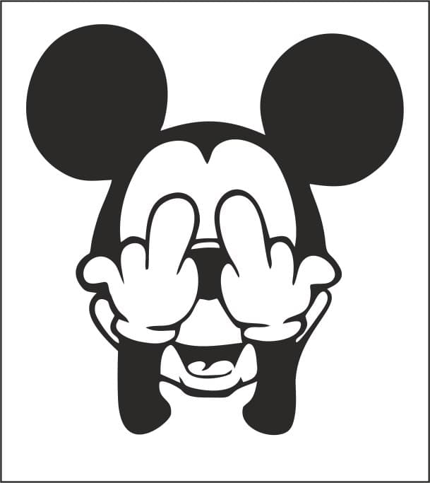Edgy Mickey Mouse Silhouette Vector File for Laser Cutting