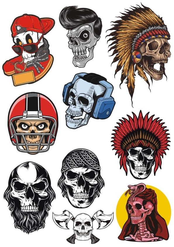 Edgy Skull Character Vector Collection for Laser Cutting