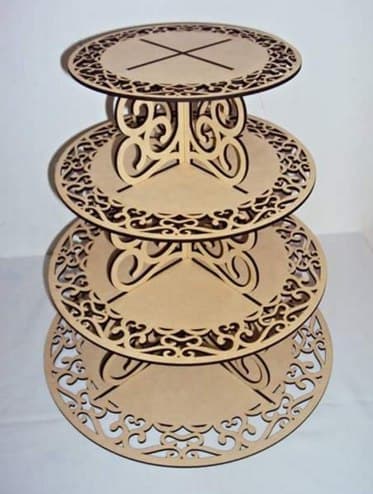 Elegant 4-Tier Cupcake Stand Laser Cut Vector File