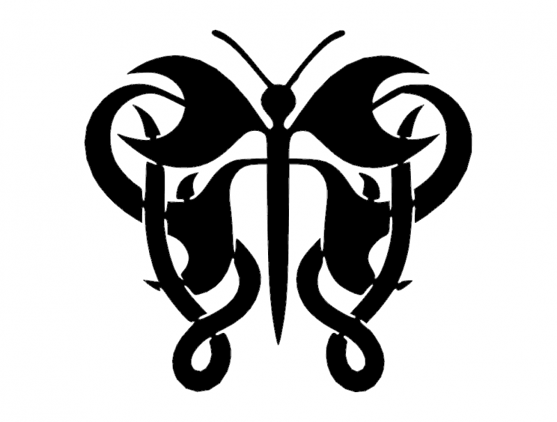 Archivo DXF de Diseño Vectorial de Mariposa Abstracta Elegante