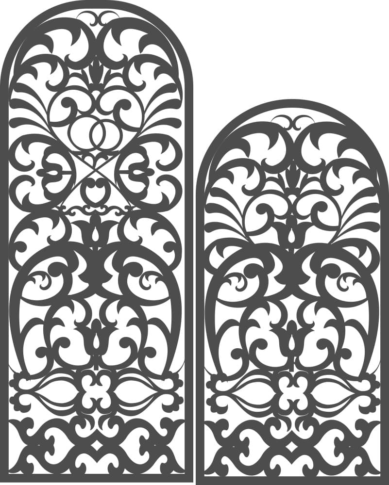 Elegant Arched Decorative Screen Vector DXF for Laser Cutting