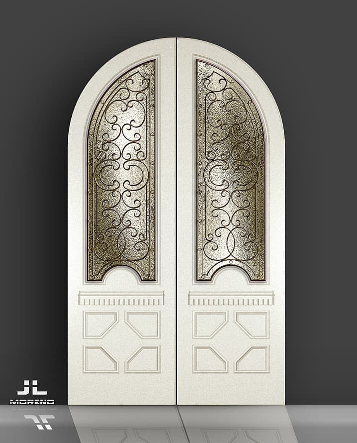 Elegant Arched Double Door Decorative Grill Vector DWG