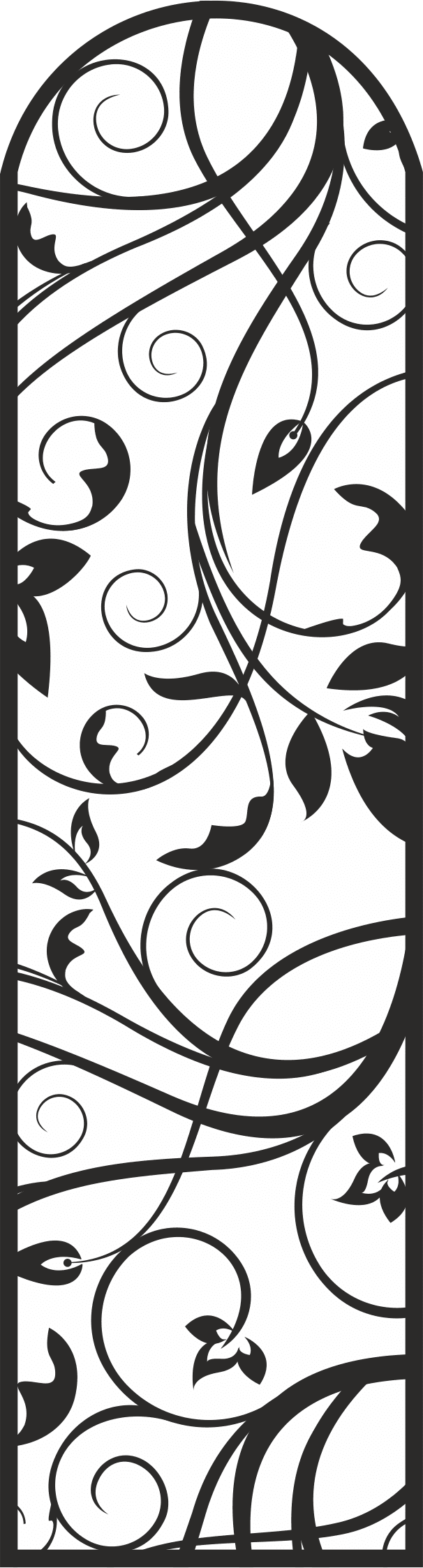 Elegant Arched Floral Panel Vector for Laser Cutting