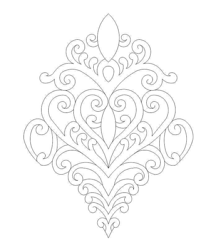 Elegant Baroque Damask Ornament Vector File for Laser Cutting