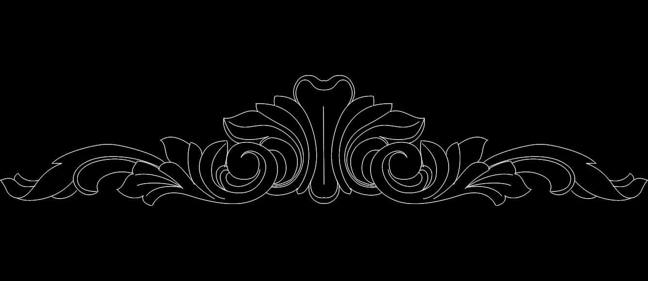 Elegant Baroque Floral Ornament Vector Design DXF File