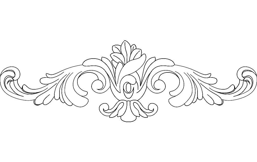 Elegant Baroque Floral Ornament Vector File for CNC