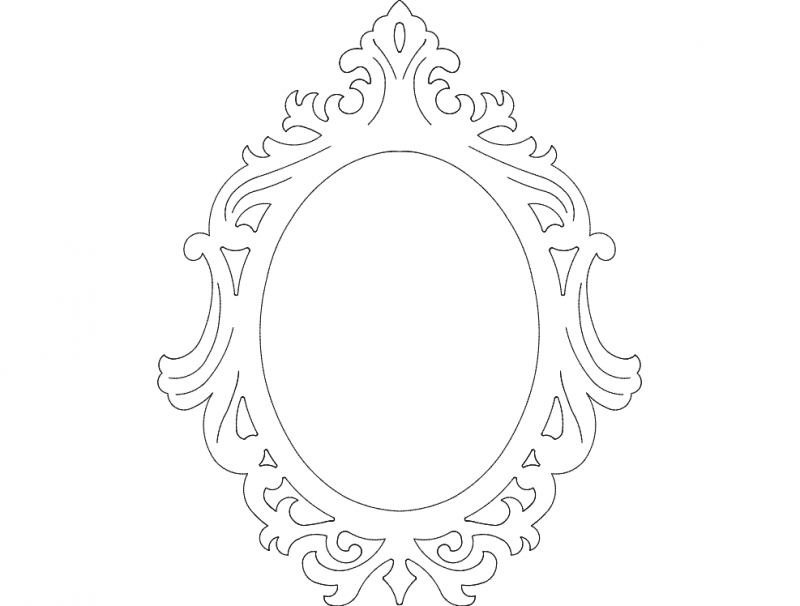 Elegant Baroque Oval Mirror Frame DXF Vector for Laser Cutting