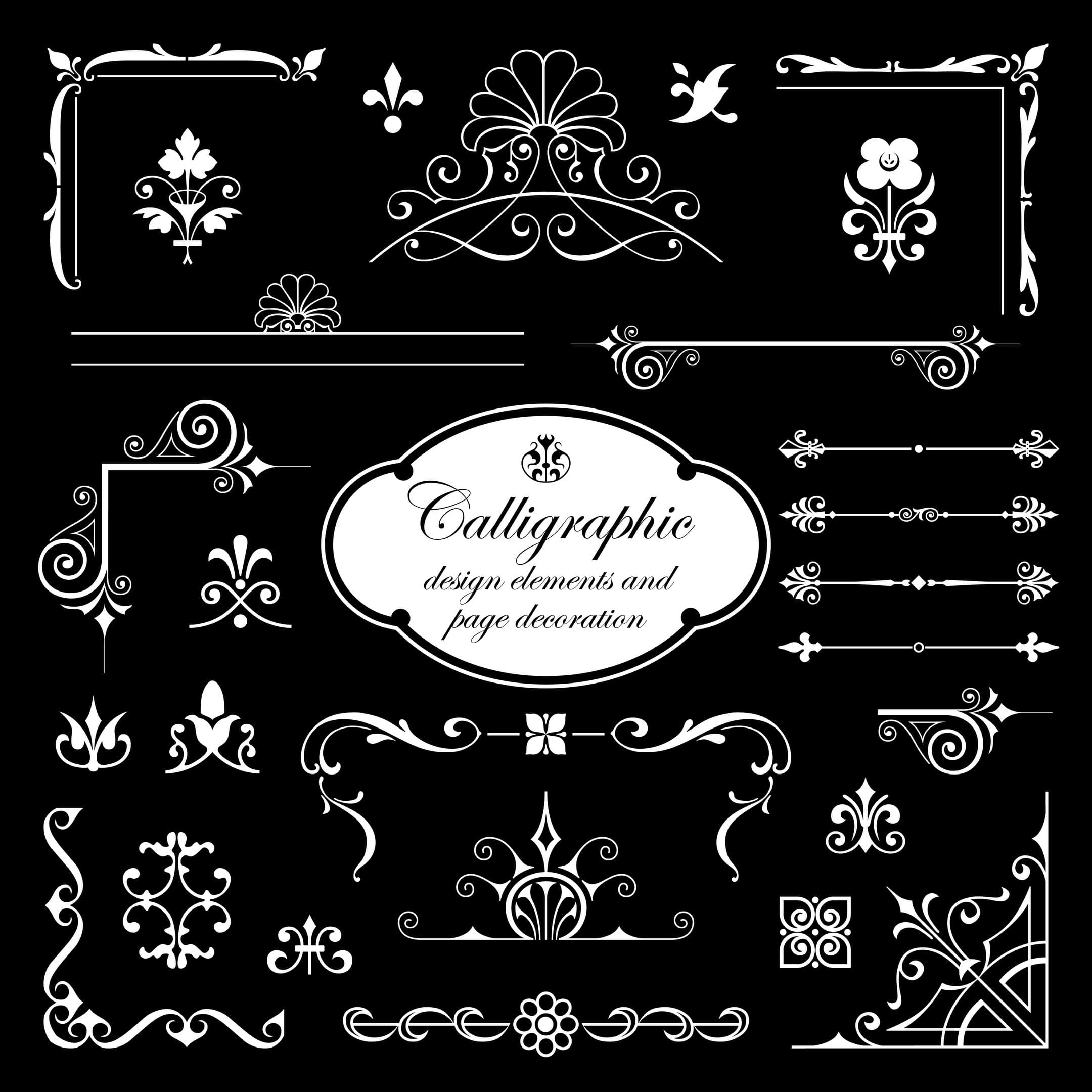 Elegant Calligraphic Design Elements Vector Set for Laser Cutting