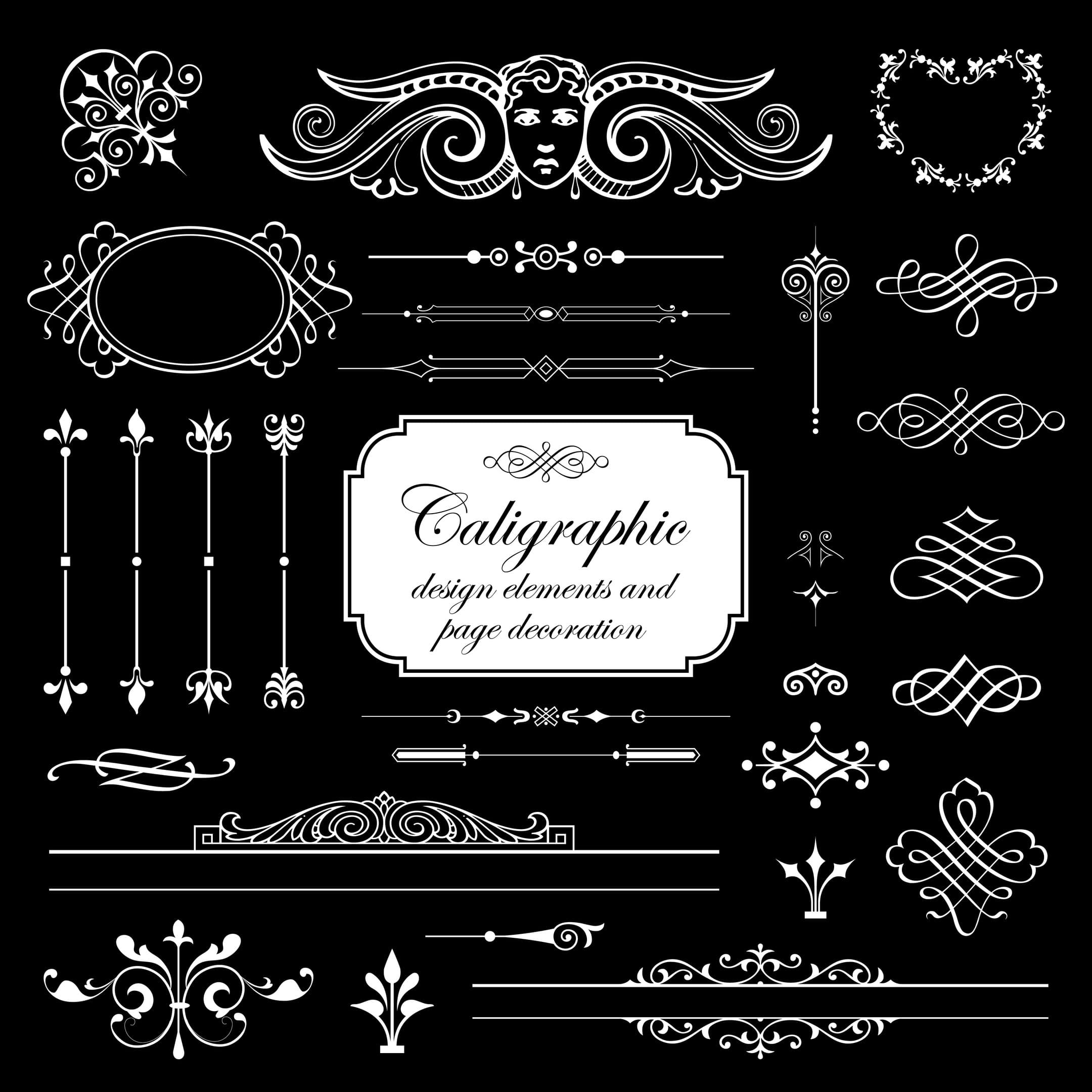 Elegant Calligraphic Ornaments and Flourishes Vector Set