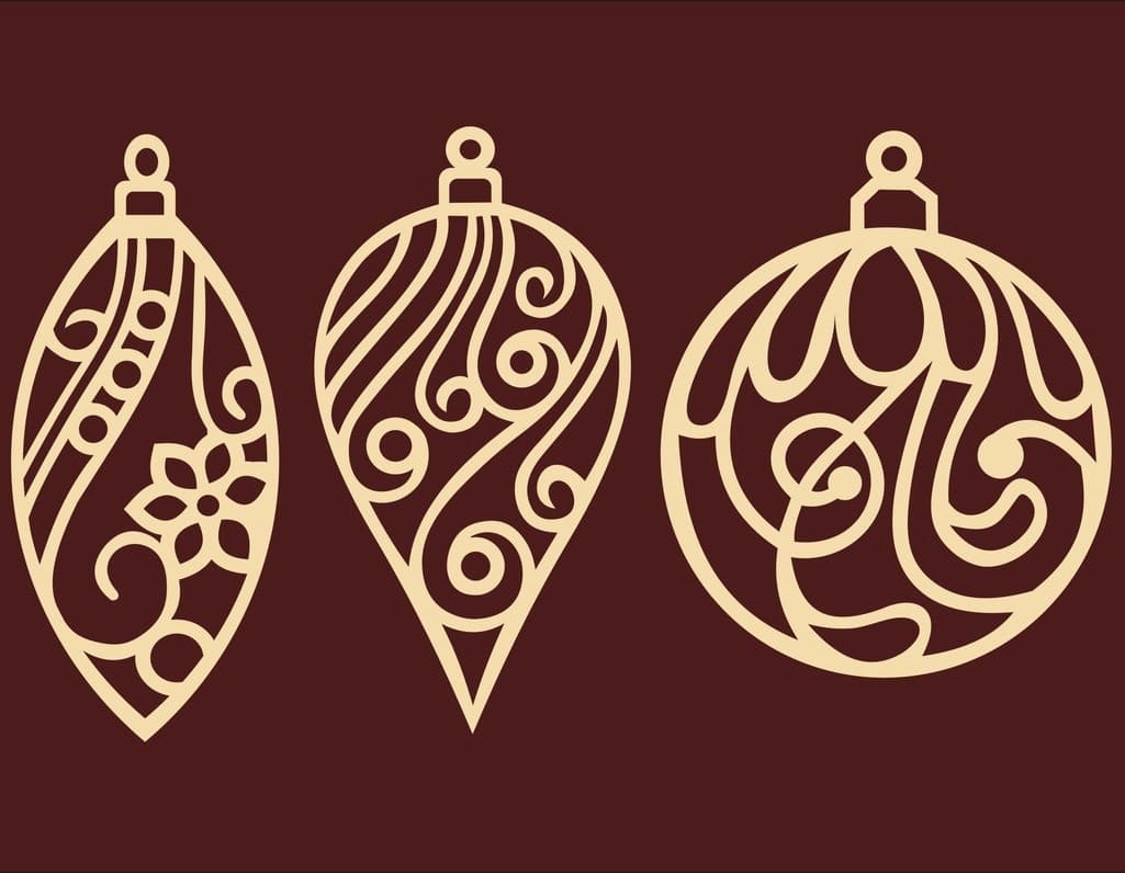 Elegant Christmas Ornament Set Laser Cut Vector Files