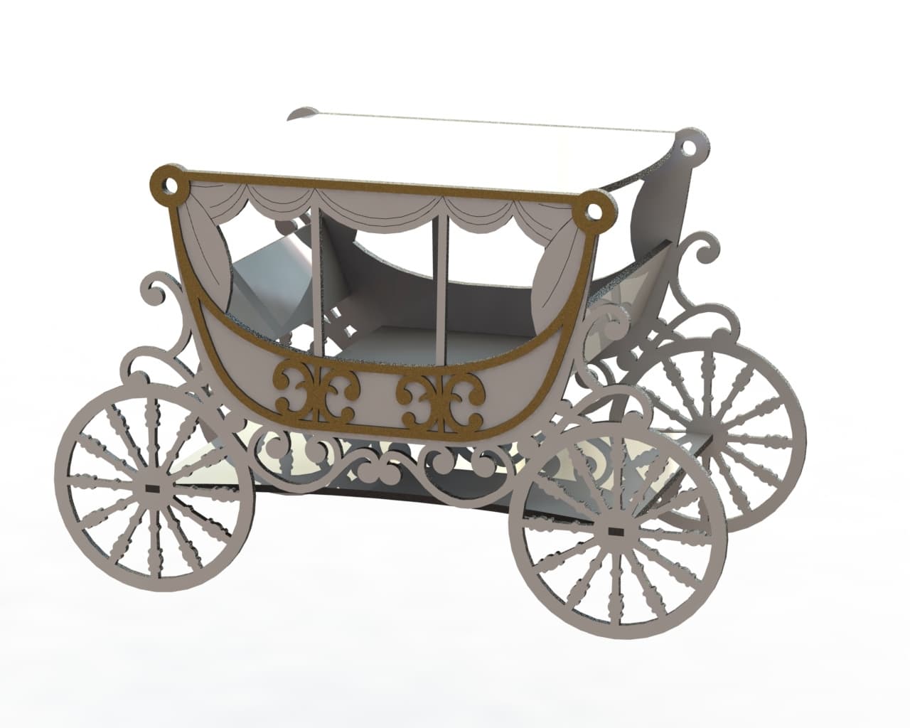 Elegant Cinderella Carriage 3D Laser Cut Vector DXF File