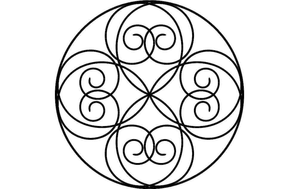 Elegant Circular Scrollwork Pattern Vector DXF File