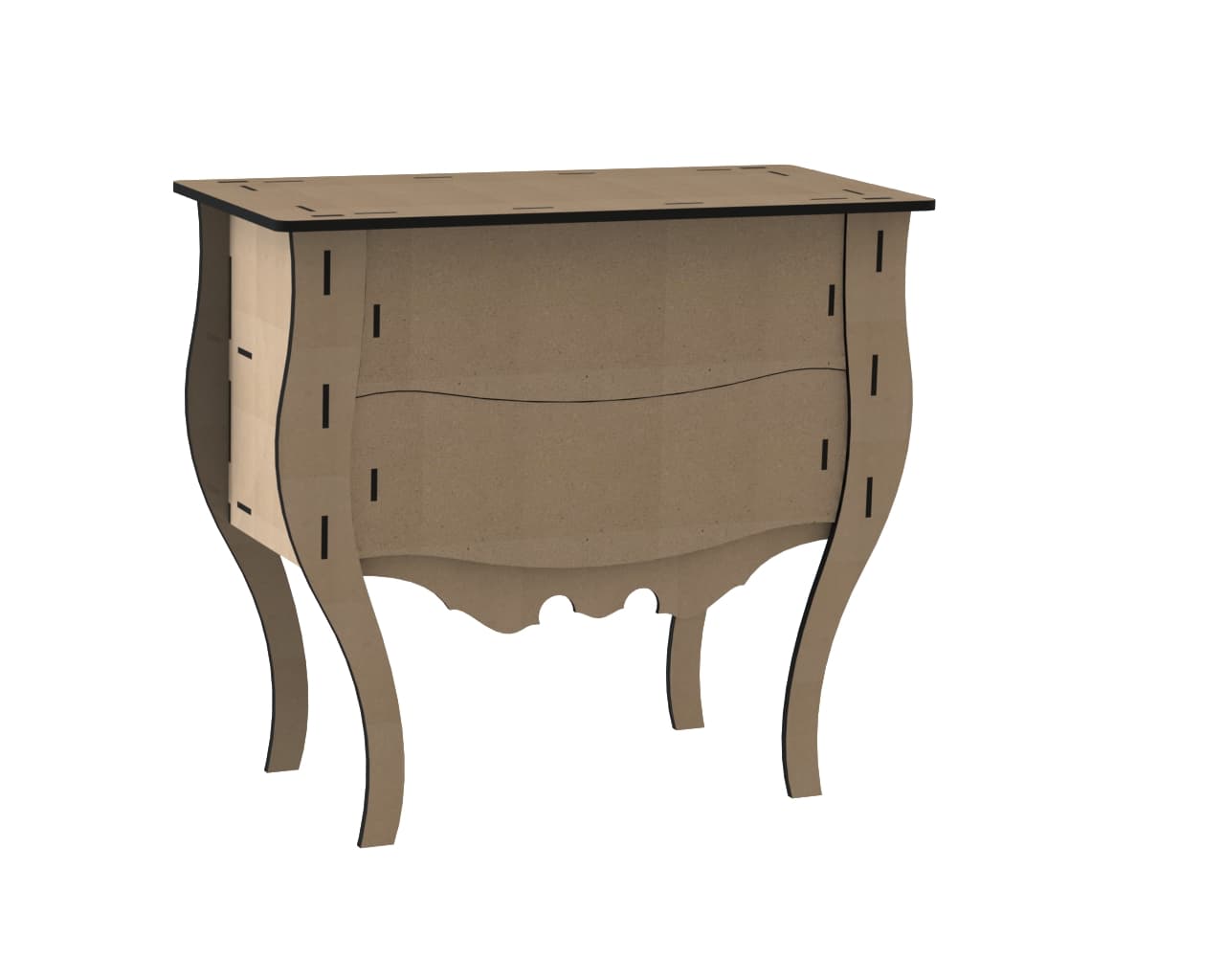 Elegant Curved Mid-Century Nightstand Laser Cut Vector Plan