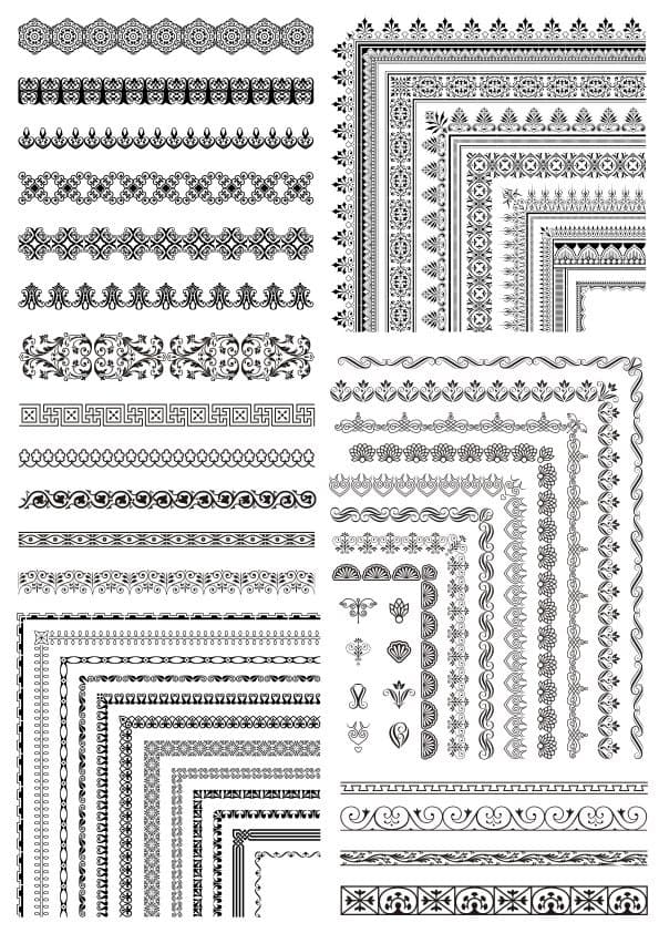 Elegant Decorative Border and Corner Vector Frame Set