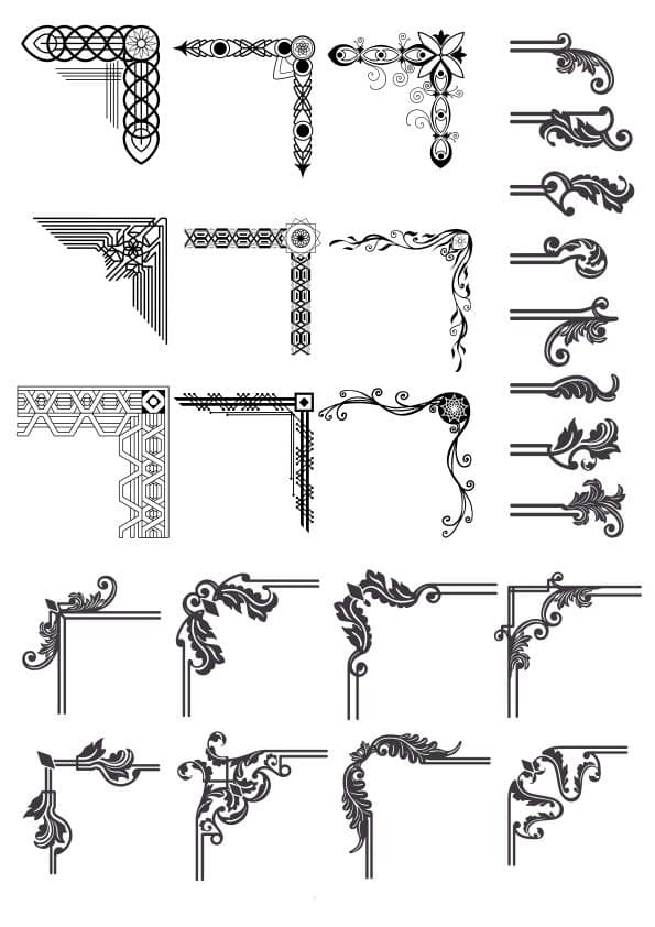Elegant Decorative Corner Flourishes Free Vector File