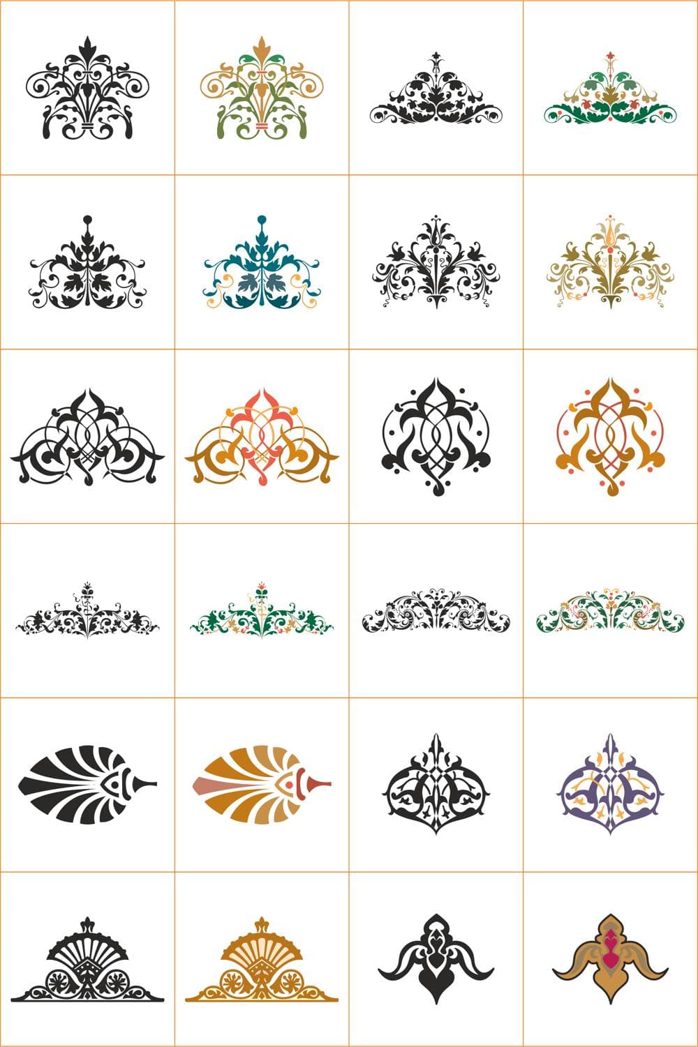 Elegant Decorative Ornament Set Vector Files for Laser Cutting
