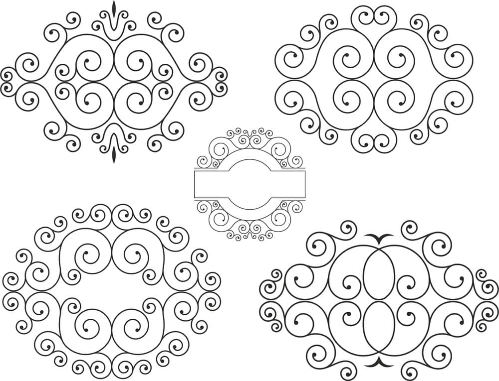 Elegant Decorative Scrollwork Frames Vector Set