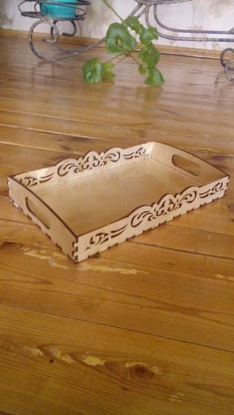 Elegant Decorative Wooden Serving Tray Laser Cut Vector File