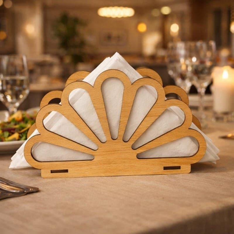 Elegant Fan-Shaped Napkin Holder Laser Cut Vector File