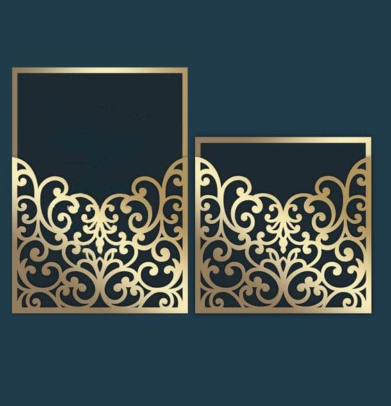 Elegant Filigree Invitation Card Vector SVG for Laser Cutting