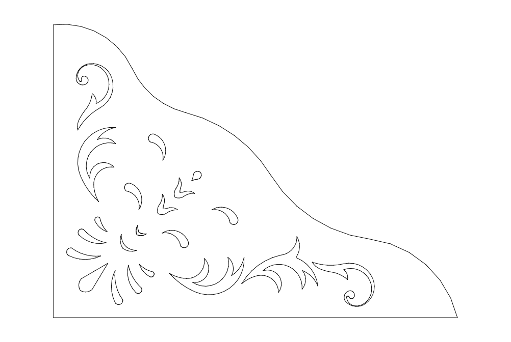Elegant Floral Corner Ornament DXF Vector File
