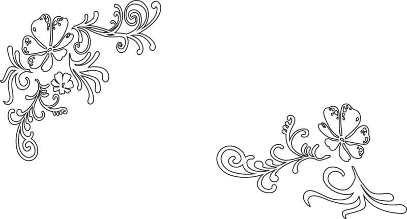 Elegant Floral Corner Swirls Vector Design for Laser Cutting