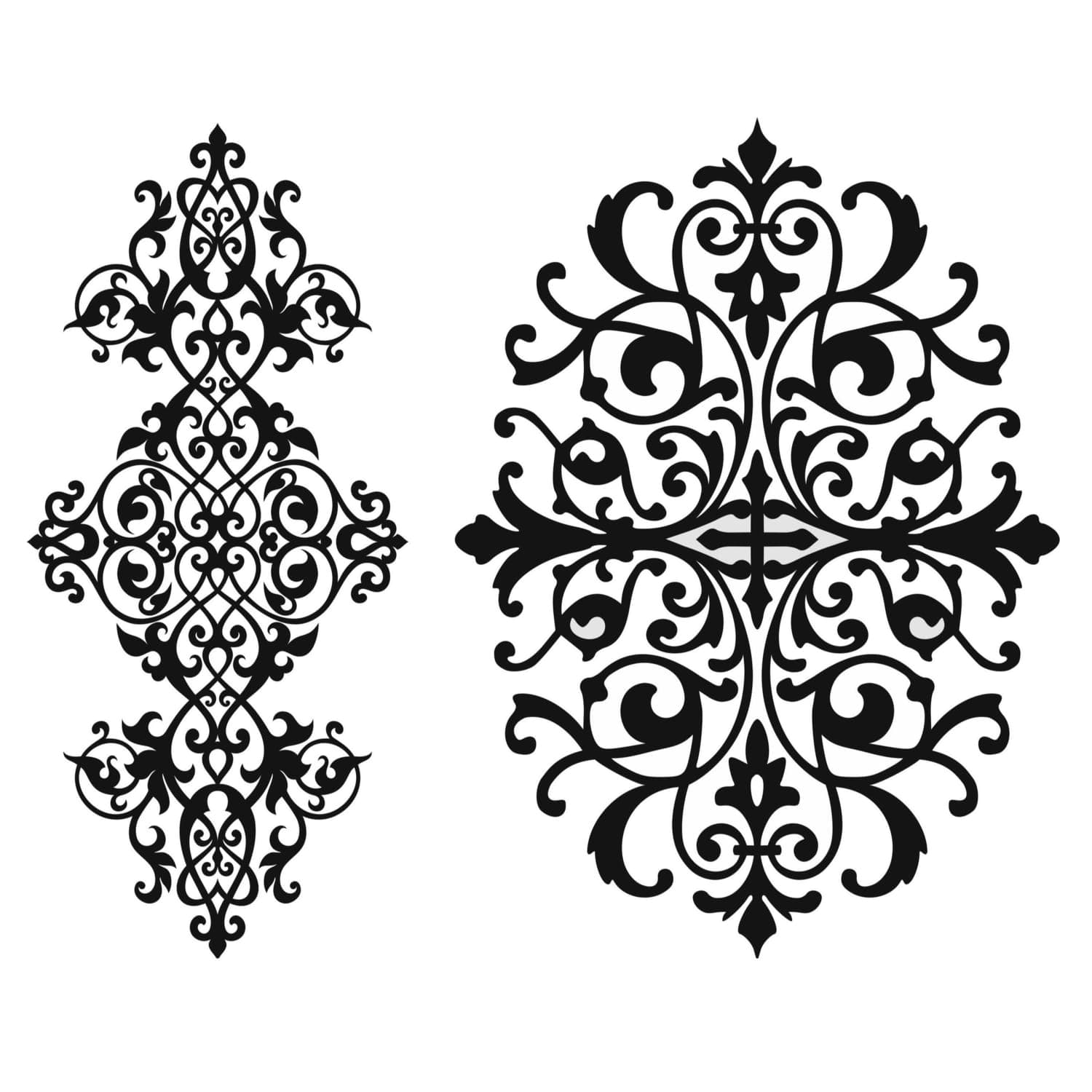 Elegant Floral Damask Ornaments Vector for Laser Cutting