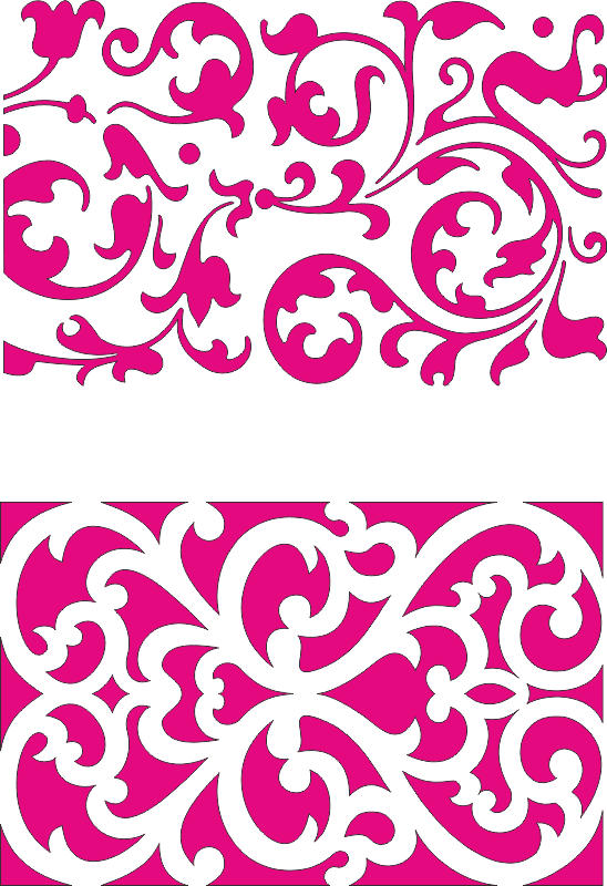 Elegant Floral Damask Scrollwork Laser Cut Vector Files
