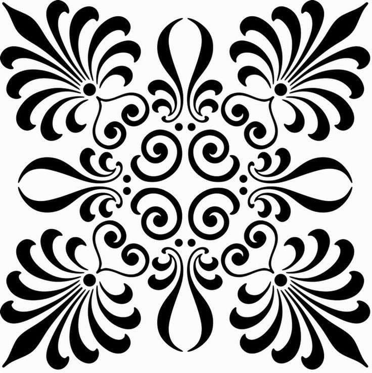 Elegant Floral Damask Tile DXF Vector File for Laser Cutting