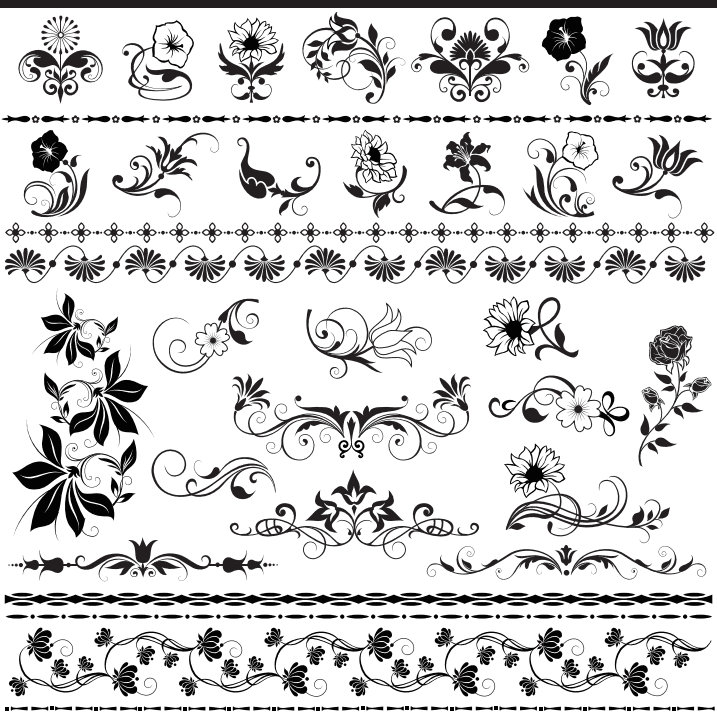 Elegant Floral Decorative Elements Collection Vector Files