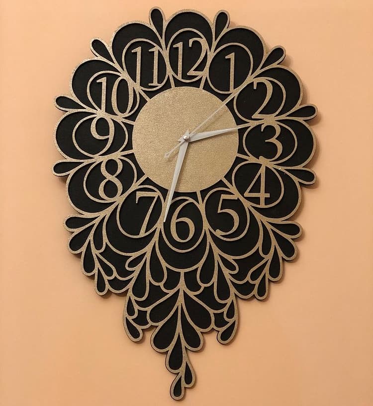 Elegant Floral Decorative Wall Clock Vector File DXF