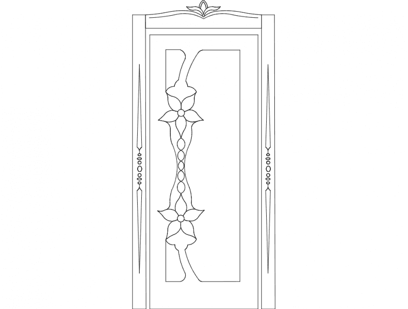 Elegant Floral Door Panel Vector Design DXF File