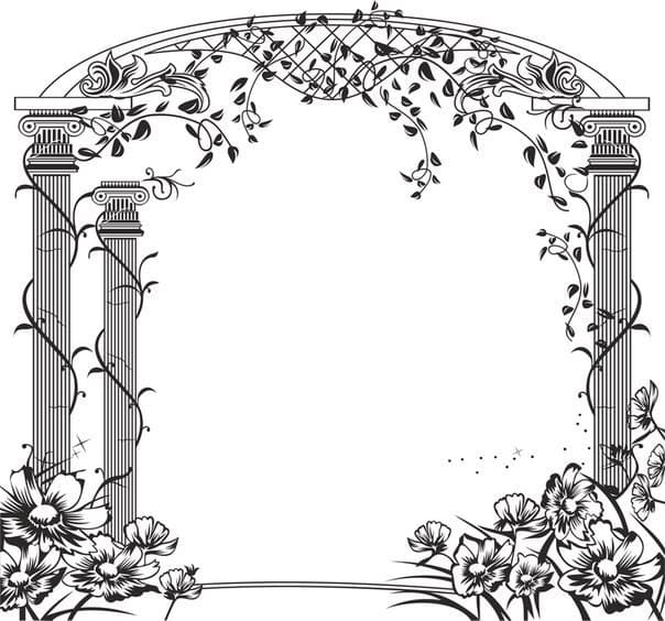 Elegant Floral Garden Arch Vector for Laser Cutting