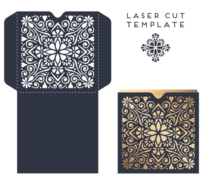 Elegant Floral Lace Wedding Invitation Laser Cut Vector File