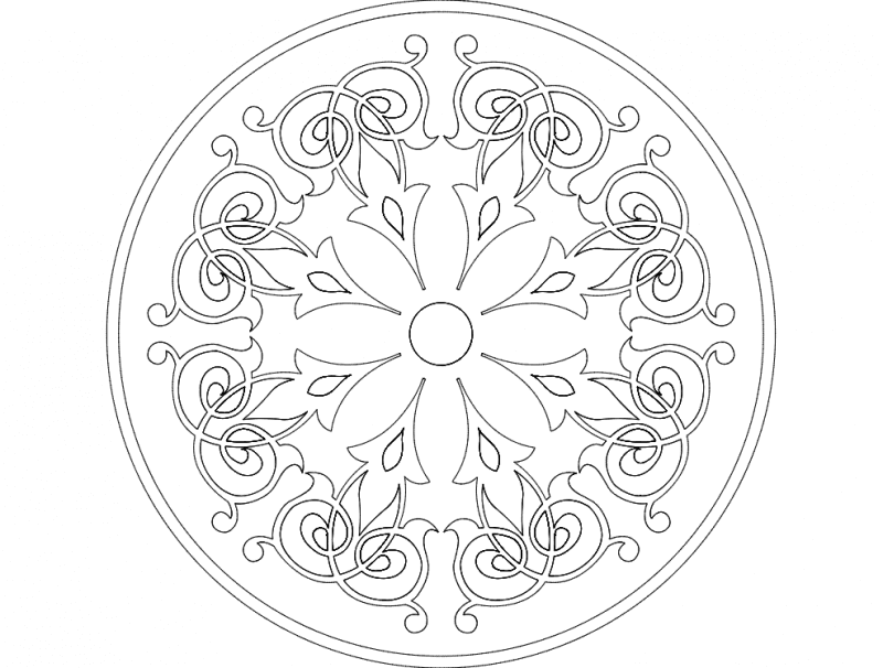 Elegant Floral Mandala DXF Vector File for Laser Cutting