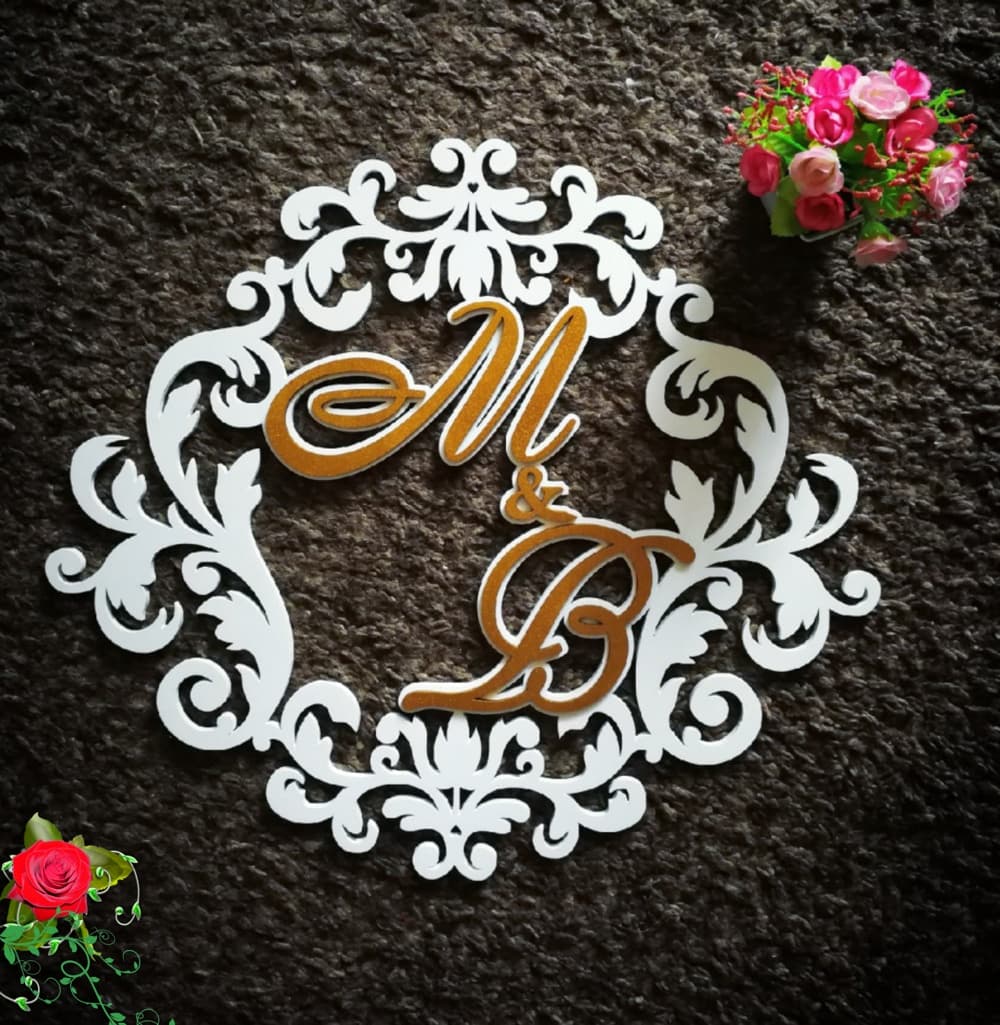 Elegant Floral Monogram Frame Laser Cut Vector File