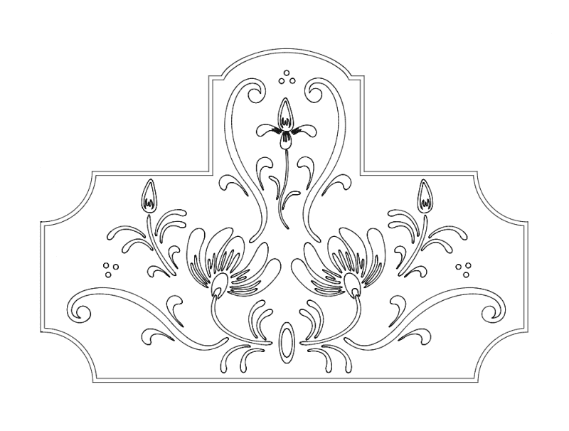 Elegant Floral Motif Panel Vector File for Laser Cutting