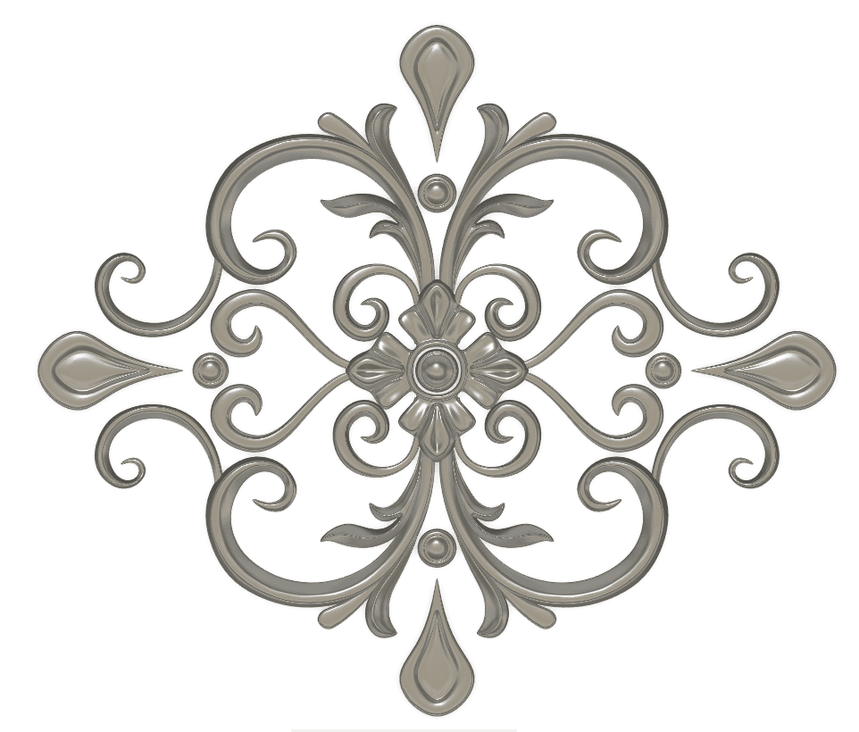 Elegant Floral Ornament 3D STL File for CNC Wood Carving