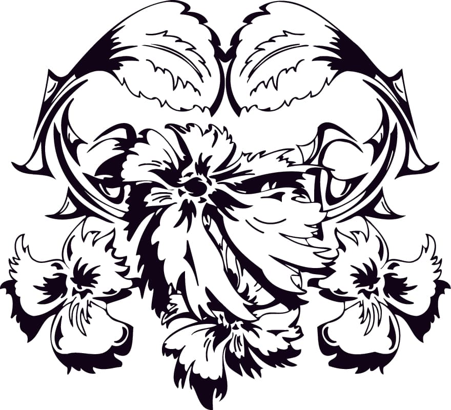 Elegant Floral Ornament Silhouette Vector for Laser Cutting