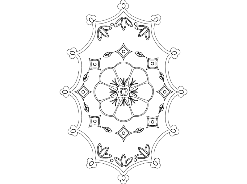 Elegant Floral Ornament Vector File for CNC Laser Cutting DXF